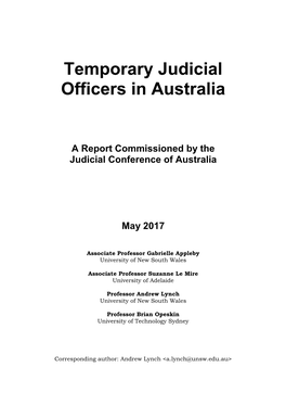 Temporary Judicial Officers in Australia
