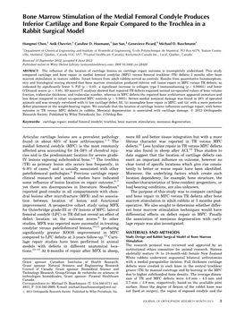 Bone Marrow Stimulation of the Medial Femoral Condyle Produces Inferior Cartilage and Bone Repair Compared to the Trochlea in a Rabbit Surgical Model