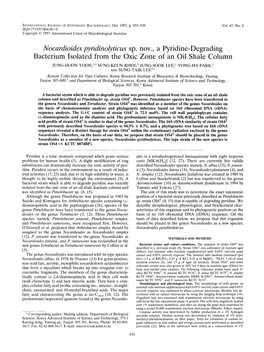 Nocardioides Pyridinolyticus Sp. Nov., a Pyridine-Degrading