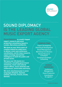 Sound Diplomacy Is the Leading Global Music Export Agency
