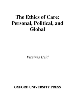 Ethics of Care: Personal, Political, and Global / Virginia Held