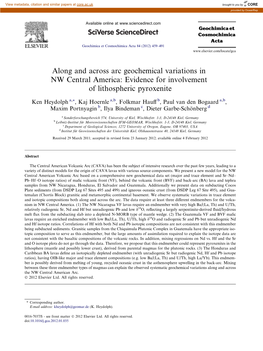 Along and Across Arc Geochemical Variations in NW Central America: Evidence for Involvement of Lithospheric Pyroxenite