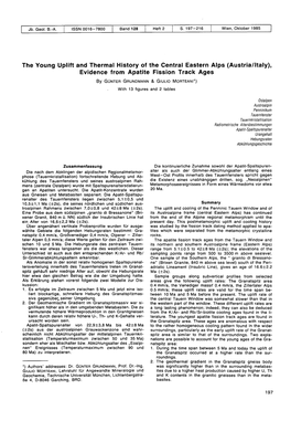 The Young Uplift and Thermal History of the Central Eastern Alps (Austria/Italy), Evidence from Apatite Fission Track Ages