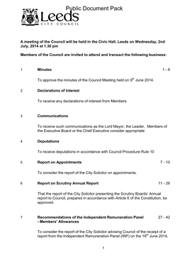 (Public Pack)Agenda Document for Council, 02/07/2014 13:30