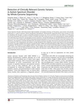 Detection of Clinically Relevant Genetic Variants in Autism Spectrum Disorder by Whole-Genome Sequencing