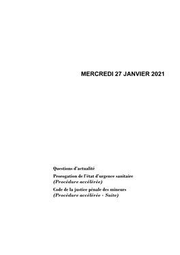 Mercredi 27 Janvier 2021