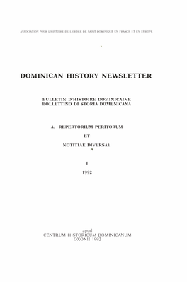 Dominican History Newsletter 1