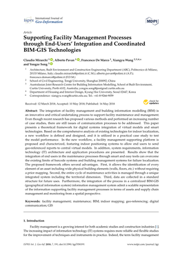 Supporting Facility Management Processes Through End-Users' Integration and Coordinated BIM-GIS Technologies