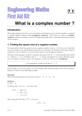 7.1 What Is a Complex Number ?