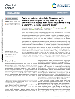 Rapid Stimulation of Cellular Pi Uptake by the Inositol Pyrophosphate Insp8