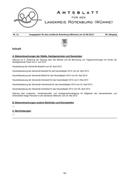 Amtsblatt Für Den Landkreis Rotenburg (Wümme)