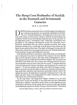 The Sheep,Corn Husbandry of Norfolk in the Sixteenth and Seventeenth Centuries by K