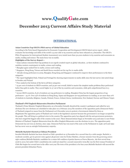 December 2013 Current Affairs Study Material