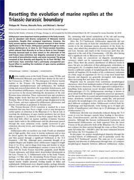 Resetting the Evolution of Marine Reptiles at the Triassic-Jurassic Boundary