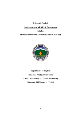 BA with English Undergraduate YEARLY Programme Syllabus