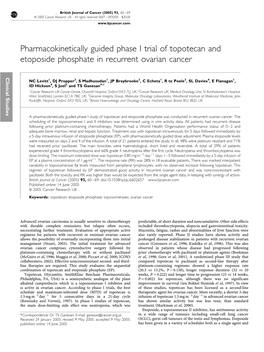 Pharmacokinetically Guided Phase I Trial of Topotecan and Etoposide Phosphate in Recurrent Ovarian Cancer