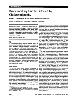 Bronchobiliary Fistula Detected by Cholescintigraphy
