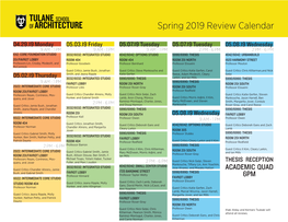 Spring 2019 Review Calendar