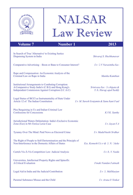 NALSAR Law Review Volume 7 Number 1 2013