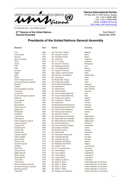 Presidents of the United Nations General Assembly