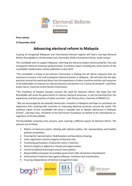 Advancing Electoral Reform in Malaysia