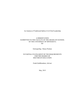 An Analysis of Traditional Ojibwe Civil Chief Leadership