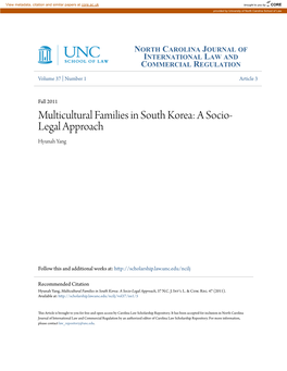 Multicultural Families in South Korea: a Socio-Legal Approach, 37 N.C