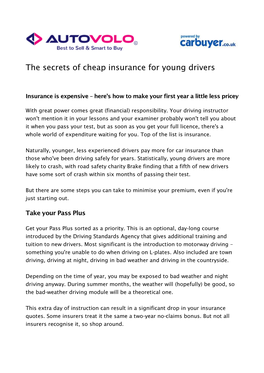 The Secrets of Cheap Insurance for Young Drivers