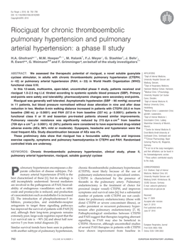 Riociguat for Chronic Thromboembolic Pulmonary Hypertension and Pulmonary Arterial Hypertension: a Phase II Study