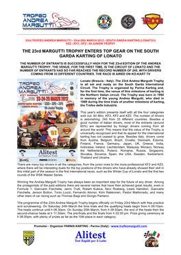 THE 23Rd MARGUTTI TROPHY ENTERS TOP GEAR on the SOUTH GARDA KARTING of LONATO
