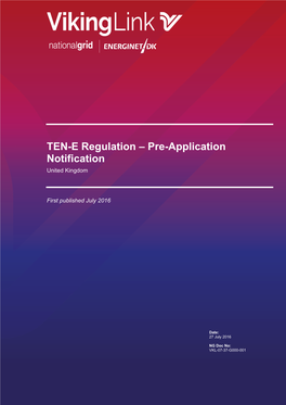 TEN-E Regulation – Pre-Application Notification United Kingdom