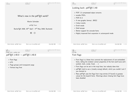 What's New in the Pdftex World?