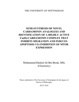 CARDAMONIN ANALOGUES and IDENTIFICATION of a HIGHLY ACTIVE Cu(II)-CARDAMONIN COMPLEX THAT INHIBITS MIGRATION and INDUCES APOPTOSIS VIA INHIBITION of MTOR EXPRESSION