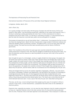 The Importance of Prosecuting Tax and Financial Crime International Association of Prosecutors Africa and Indian Ocean Regional