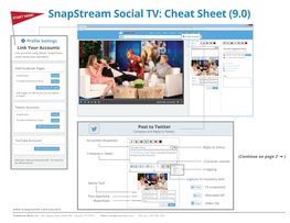 Snapstream Social TV Cheat Sheet