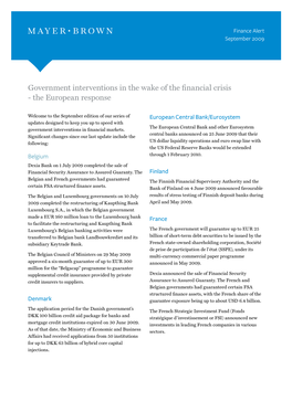 Government Interventions in the Wake of the Financial Crisis - the European Response