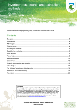 DOCCM-255606 Invertebrates: Search and Extraction Methods V1.1 2