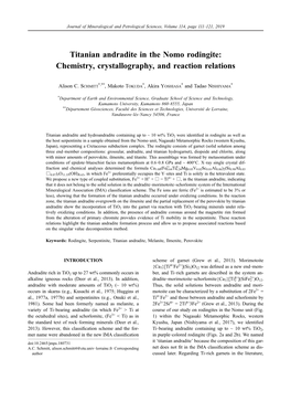 Titanian Andradite in the Nomo Rodingite: Chemistry, Crystallography, and Reaction Relations