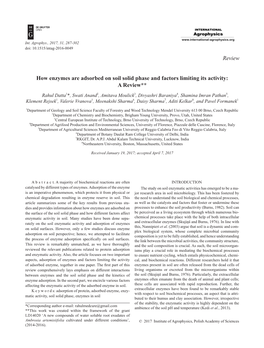 How Enzymes Are Adsorbed on Soil Solid Phase and Factors Limiting Its