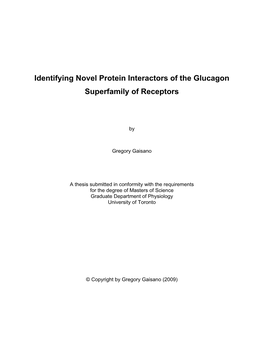 Identifying Novel Protein Interactors of the Glucagon Superfamily of Receptors