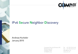 Ipv6 Secure Neighbor Discovery