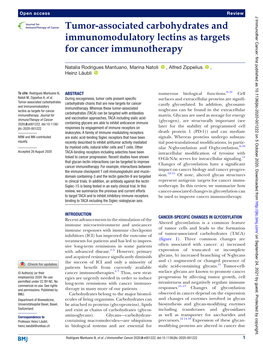 Tumor-Associated Carbohydrates and Immunomodulatory Lectins As