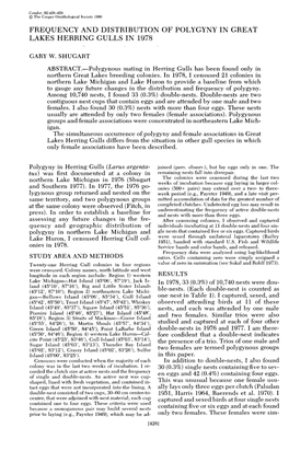 Frequency and Distribution of Polygyny in Great Lakes Herring Gulls in 1978