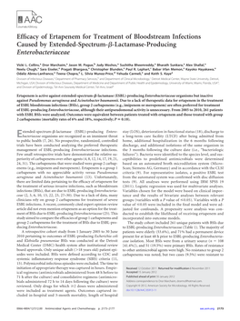 Efficacy of Ertapenem for Treatment of Bloodstream Infections Caused By