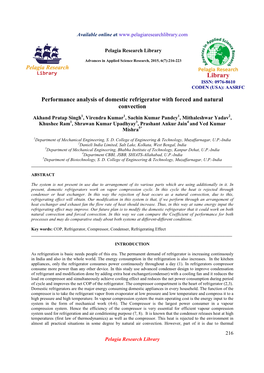 Performance Analysis of Domestic Refrigerator with Forced and Natural Convection