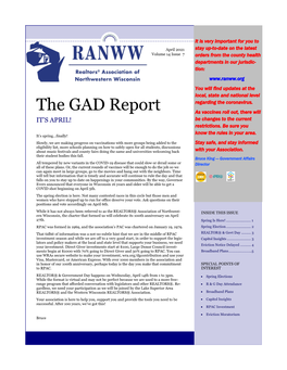April 2021 GAD Report