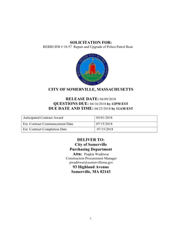 Solicitation For: City of Somerville, Massachusetts