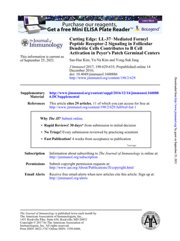 LL-37–Mediated Formyl Peptide Receptor-2 Signaling in Follicular Dendritic Cells Contributes to B Cell Activatio