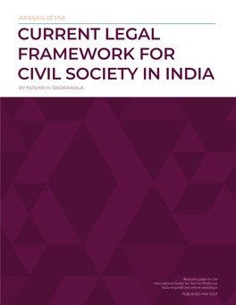 Current Legal Framework for Civil Society in India by Noshir H