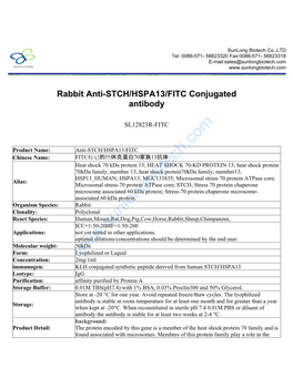 Rabbit Anti-STCH/HSPA13/FITC Conjugated Antibody